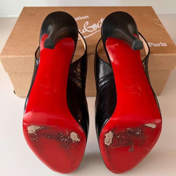 Authentic EUC Christian Louboutin Private Number 120mm Slingback Peep-toe Heels - Picture 7 of 12